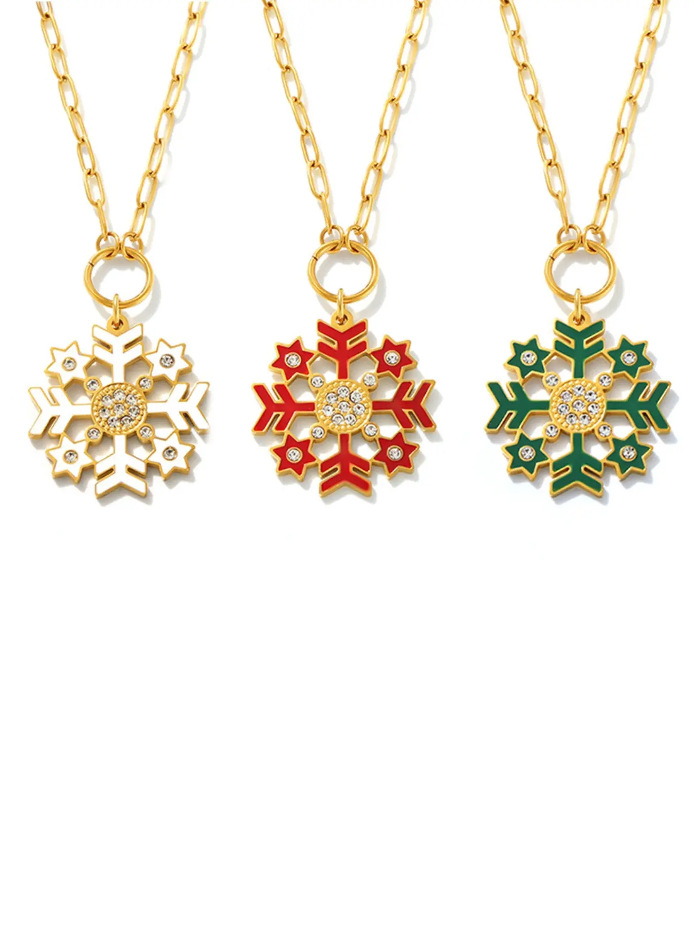 Women's Christmas Snowflake Pendant Necklace, Stainless Steel Long Chain, Perfect Gift for Women, Durable and Fashionable Design