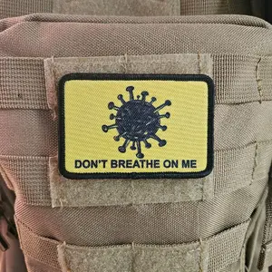 Don't breathe on me Gadsden flag meme 2"x3" removable morale patch with hook and loop backing