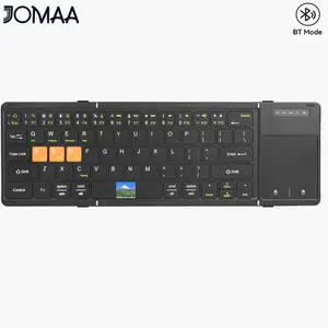 JOMAA Portable Tri-Foldable Bluetooth Keyboard with Touchpad Bluetooth Wireless Rechargable Keyboard Supports Multi-Device Keyboard for Windows/Android/iOS