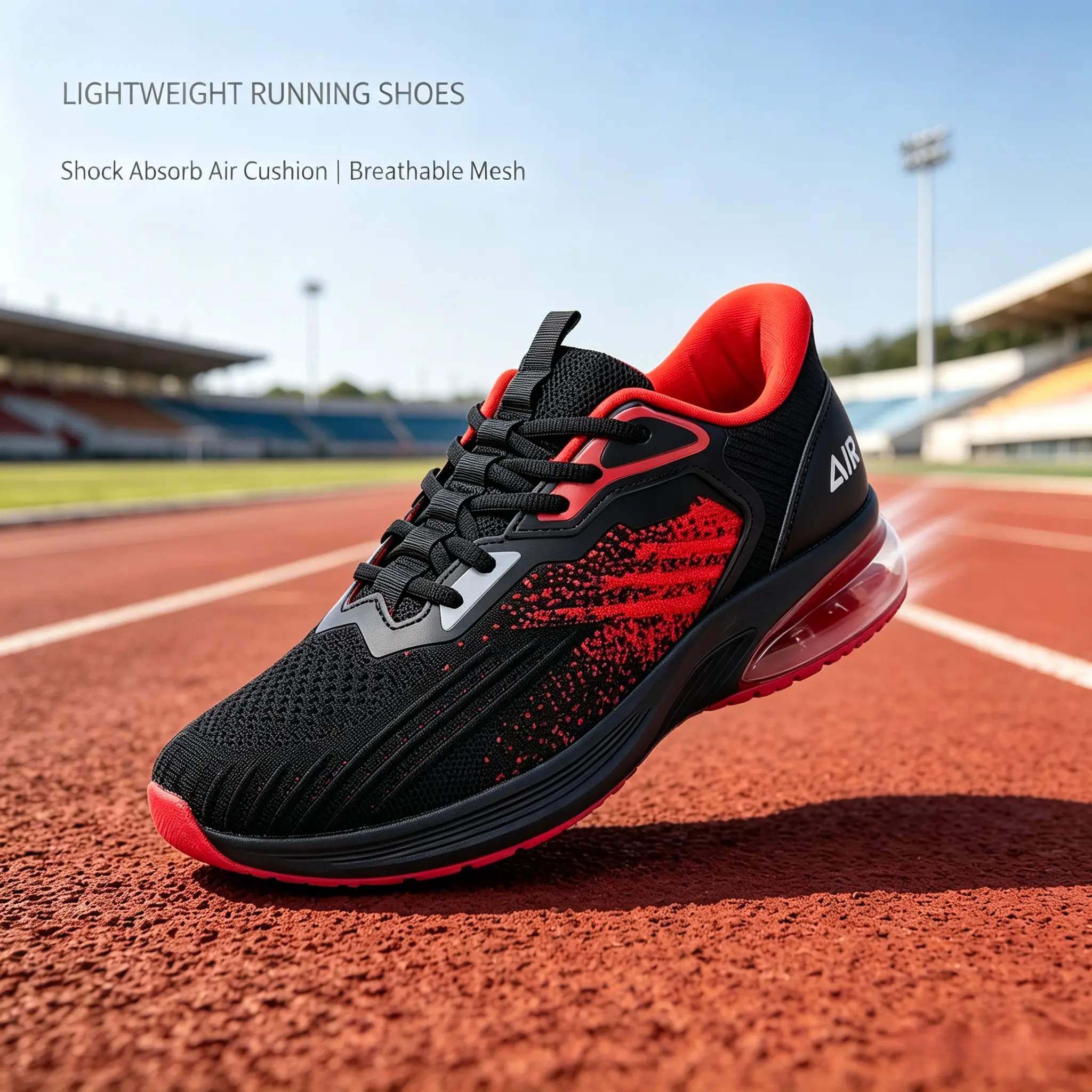 Men's Lace-Up Training Sneakers, Breathable Knit Mesh Athletic Shoes with Shock Absorb Cushion and Deep Traction Outsole for Gym Workouts and Track Runs, Deep Traction Patterns, Low Top, Arch Support, Adjustable Lace-Up Casual Trainers, Gym Workout, Shock