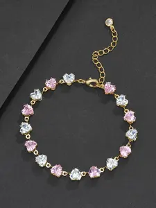 Heart Hip-Hop Bracelet, Super Shiny Jewelry Accessory, Unisex Copper Chain, Perfect Gift for Valentine's Day, Date Night, Birthday