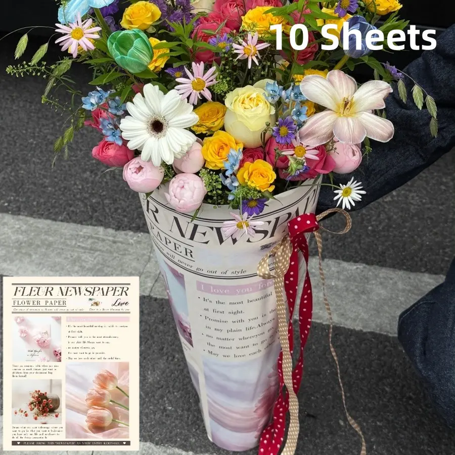 10 Sheets Vintage English Newspaper Floral Wrapping Paper, Vintage Aesthetic, Currently, packaging paper is popular in Europe and America,DIY Gift Packaging, Party Decor, Valentine's Day, Mother's Day, Birthday
