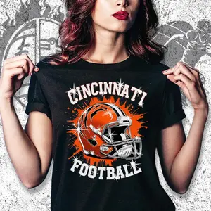 Cincinnati Football Rhinestone DTF Shirt, Vintage Style Cincinnati Football T-shirt, Bengals Fan Gift, Cincinnati Game Day Sweatshirt