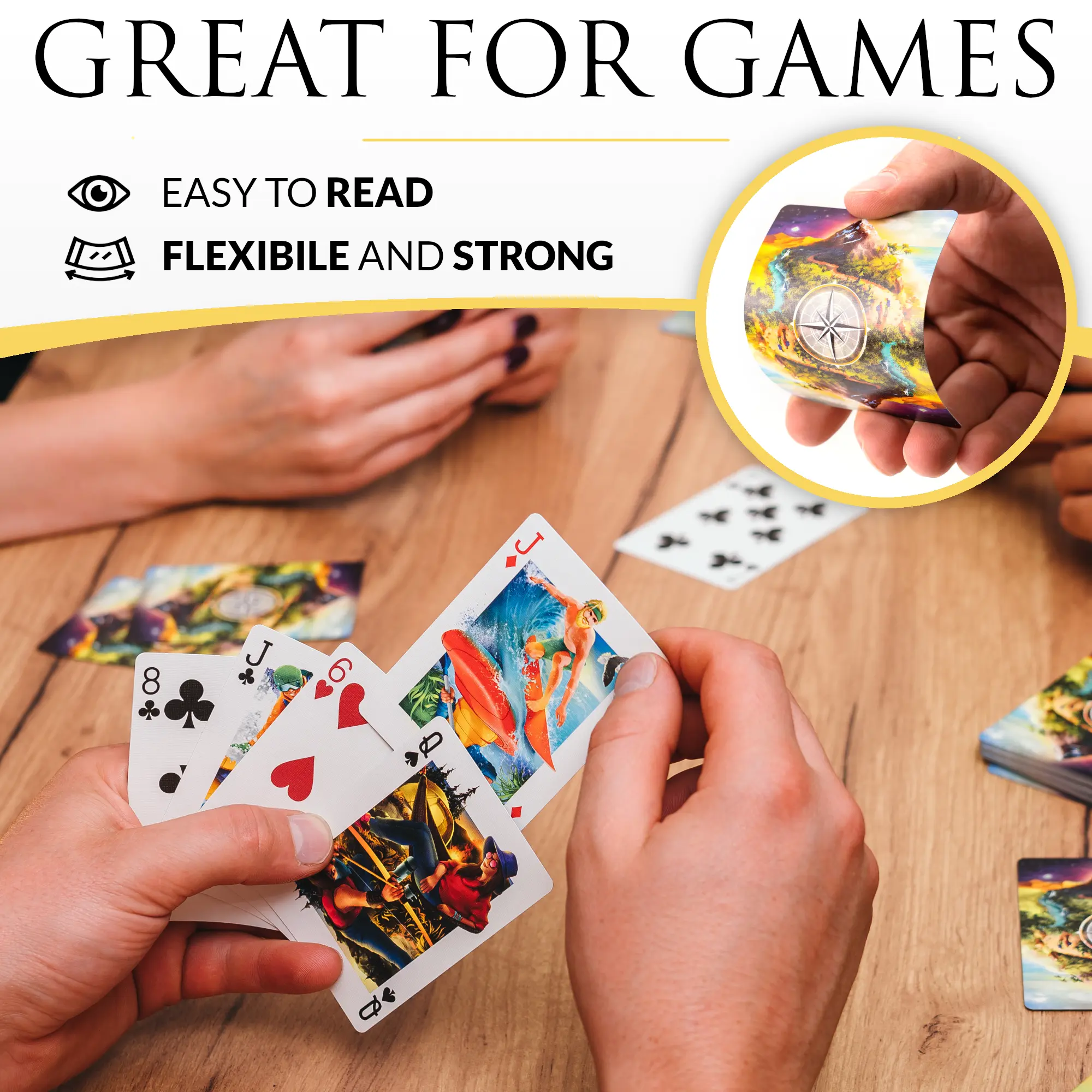 Talking Point Playing Cards - Premium Poker-Size Custom Playing Cards, 54-Count Action-Packed Deck, Free Self-Help Ebook, Earth-Sea-Sky-Mountain Vistas, Outdoor Adventure Enhancer (Career & Self-Help Category)