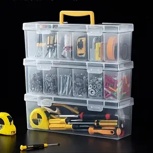 Portable Transparent Tool Storage Box Set, Multi-Compartment Organizer for Home Hardware & Toys, Convenient Small & Large Boxes