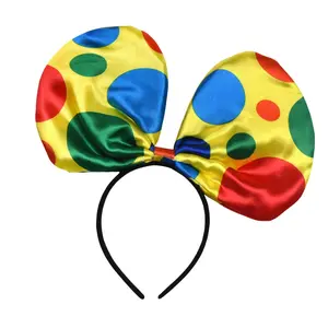 Clown Polka Dot Bow Headband | Yellow Bow Hairband – 4" & 6.5" Bow Sizes | Costume & Party Hair Accessory for Adults & Kids | Perfect for Clown Costumes, Birthdays, Dance & Theme Party