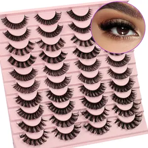 Volumized False Eyelashes for Lash Extension, 20 Pairs Fluffy Curling Eye Makeup Strip Lashes Clusters Lashes for Women and Girls Eye Makeup