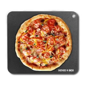 【Summervibes】VEVOR Pizza Steel,  , 14" x 14" x 1/4" Pizza Steel Plate for Oven, Pre-Seasoned Carbon Steel Pizza Baking Stone with 20X Higher Conductivity, Heavy Duty Rustproof Pizza Pan for Outdoor Grill, Indoor Oven