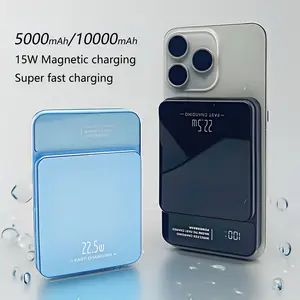 10,000mah Thin Magnetic Power Bank Charger for iPhone, Fast Wired Charging with Smart Display, Compatible with Apple & Android Phones, Wireless Battery Pack