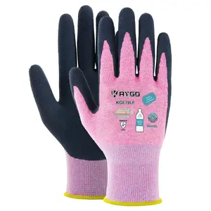 KAYGO Work Gloves for Women, Eco Friendly Safety Work Gloves with Breathable Rubber Coated, KGE19L