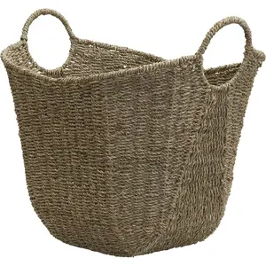 Brown Wicker Storage Basket with Handles Large |  Seagrass
