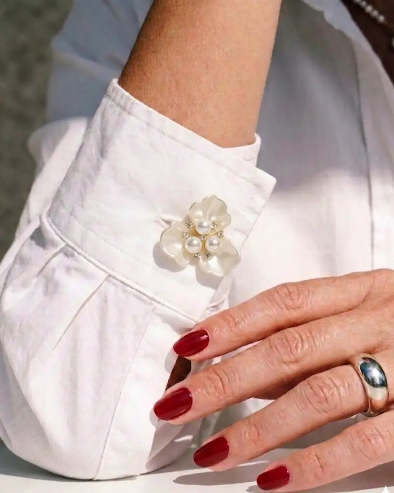 TLD Button Cover - PEARL PETAL - Lightweight Clip-On Covers for Standard Shirt Buttons - button jewelry that upgrades any outfit instantly