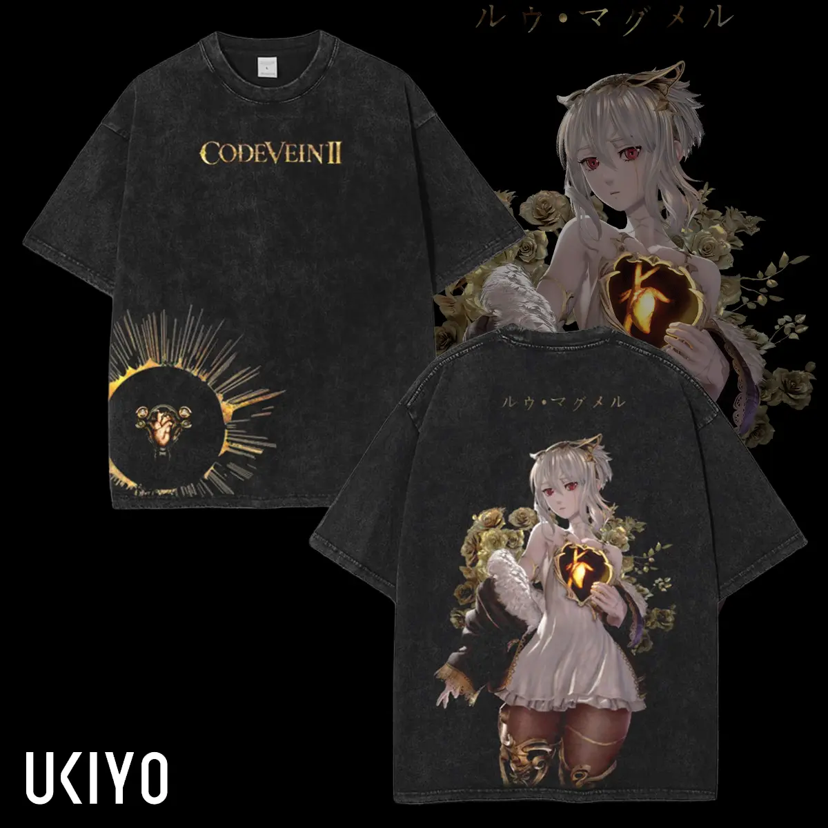 Retro Limited CodeVein 2 Washed T-Shirt, Crew Neck Casual Tshirt Menswear Collar, Gifts for him, subtle anime clothing, Viral Trendy Graphic Cotton