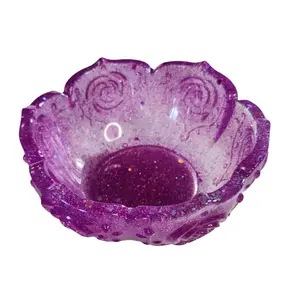 Custom Made Resin Lotus Bowl - Purple Tableware with Unique Design and Textured Finish