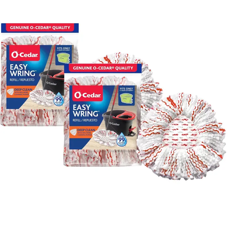 O-Cedar EasyWring Deep Clean Refill | 40% More Cleaning Power | Microfiber Mop Refill Compatible with O-Cedar EasyWring Spin Mop & Bucket System