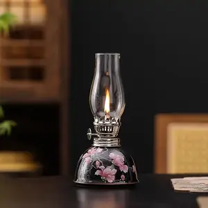 Porcelain Butter Lamp Without Oil, Lamp Stand Ornament, Outdoor Camping Atmosphere Lamp, Indoor Decorative Ornament, Valentine's Day Gift