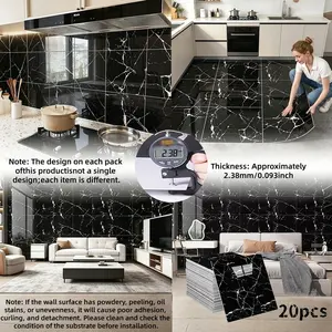 20pcs Self-Adhesive Wall Decals, 2.38mm Thick, Easy Clean & Cut, Mould-Proof, Marble Wallpaper, Ideal for Living Room, Kitchen, Bedroom, Office Decor