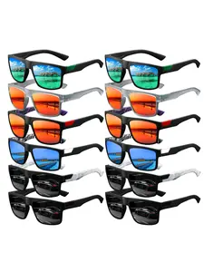 12 pairs of the latest spliced Sports Outdoor Sunglasses,  for both men and women, with multiple colors to choose from. UV400 lenses provide UV protection, while rubber nose pads enhance comfort and prevent slipping