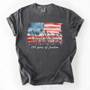 Comfort Colors America 250 Shirt 250 Years of Freedom Floral Graphic Tee Patriotic 4th of July T-Shirt Print Tee, Andrew Clothings