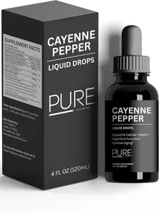 Pure Vitamins Organic Cayenne Pepper Extract Drops with Hawthorn, Beet Root extract, Turmeric & Micro ingredients Vitamin D3 K2, Supports Heart & Immune Health - Sugar & Alcohol Free 4 Fl Oz - Made In USA