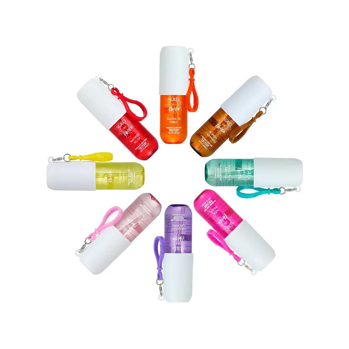 Solo En Ibiza Fragrance Body Mist Set 8 Scents 30ml x 8 Travel Size Portable Perfume-Level Fragrance Lightweight Alcohol-Based Mist Cruelty-Free Skin-Friendly