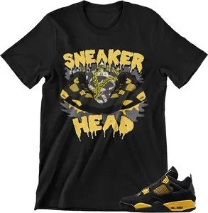 Shirt to Match Jordan 4 Thunder Men's Graphic Tees, Urban Streetwear Clothing