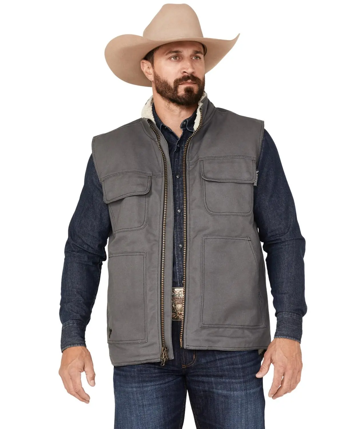 Men's Cowboy Hardware Men'S Ranch Canvas Berber Sherpa Lined Vest - 185131-043