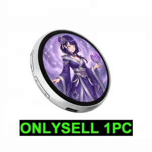 Digital Badge Photo Video Gif Display Screen Round Pin, Pixel Touchscreen, Lightweight 500mah, Long Battery Life, Portable, Anime & Gaming Gift