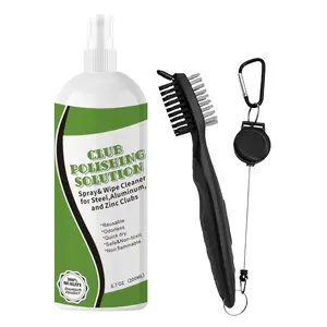 FINGER TEN Golf Club Cleaning Kit Club Polish Solution 6.7OZ 200ml with Cleaning Brush for Woods Irons Putters Polishing Remove Scratches Scuffs Restore Shines Cleaner