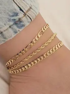 3-piece set fashionable and elegant ankle chains and bracelets, Fashionable Jewelry, suitable for daily wear, vacation dates, and other occasions, and also a surprising and exquisite small gift.