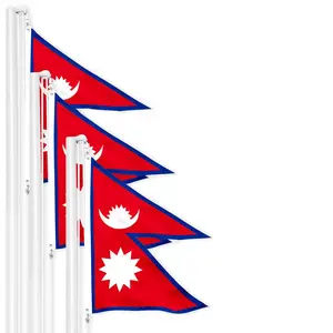 G128 3 Pack: Nepal Nepali Flag | 3x5 Ft | LiteWeave Pro Series Printed 150D Polyester | Country Flag, Indoor/Outdoor, Vibrant Colors, Brass Grommets, Thicker and More Durable Than 100D 75D Polyester