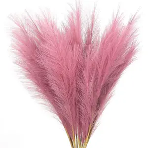5pcs Artificial Rush Grass Decorations, Fluffy Fake Rush Branches, Vase Filler Flowers, Wedding Decoration, Valentine's Day, Home Centerpiece, Artificial Plants