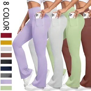 Women's Fitness Training Tights High-Waisted Solid Color Pocket Yoga Pants Sportsgirl Athletic Wear Casual Tummy Control Pants