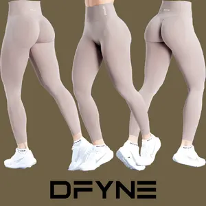 Dfyne Dynamic Leggings – Seamless High-Waisted Gym Leggings with Sculpting Fit & Ribbed Waistband