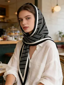 Stylish and Fresh Stripe Multi-Use Triangular Scarf, Perfect for Daily Office Vacation Wear, Versatile Design for Any Occasion