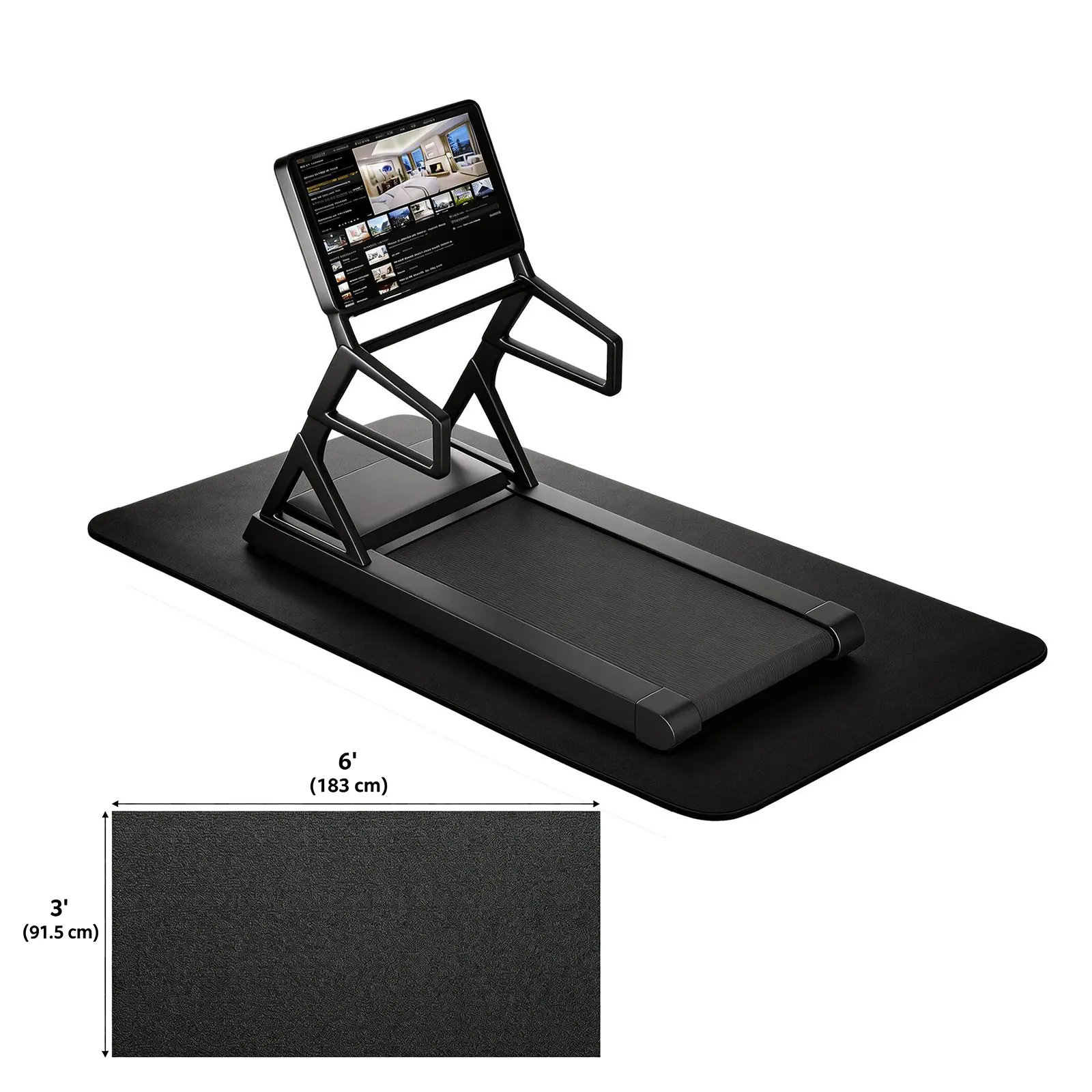 Treadmill Mat, Equipment Mat, Shock Absorbing Non-Slip, High Density PVC Floor Protector, Heavy Duty Vibration Dampening Water Resistant Mat for Spin Bike Elliptical Rowing Machine