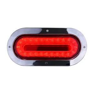 Oval Red LED Turn Signal Light in Chrome Bezel