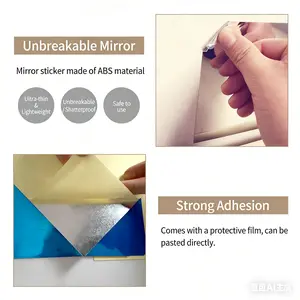 New Arrival 16Pcs Square Mirror Tile Wall Stickers 3D Decal Mosaic Home DIY PET Material Easy Installation for Living Room Children's Playroom Dining Room Home Office Hallway Porch