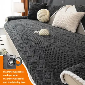 Solid Color Sofa Cover, Non-Slip Sofa Slipcover, Washable Sofa Slipcover, Soft & Comfortable Sofa Towel, Perfect for Living Room Protection