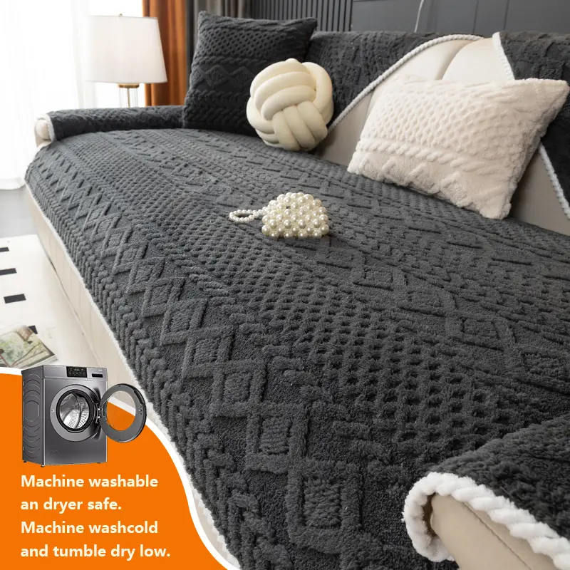 Solid Color Sofa Cover, Couch Covers, Non-Slip Sofa Slipcover, Washable Sofa Slipcover, Washable Sofa Protector, Soft & Comfortable Sofa Towel, Washable Furniture Cover, Perfect for Living Room Protection