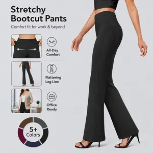 DLOODA Women's High Waist Stretchy Fitted Bootcut Dress Pants - Pull-On Basic Women's Clothes with Pockets, Minimalist Elegant Business Casual Office Slacks for Wardrobe Outfits