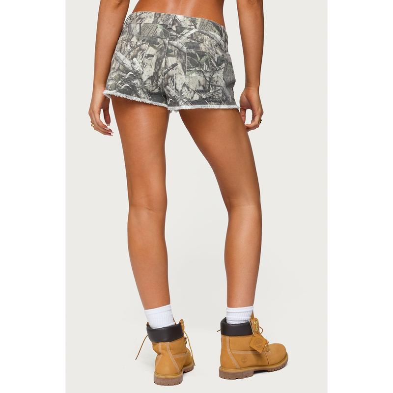 Joyce Camo Low Rise Denim Shorts