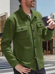 Men's Heavyweight Flannel Shirt Jacket, Classic Casual Retro Workwear Style, Windproof Warm Lining, Long Sleeve, Button Front, Multiple Pockets