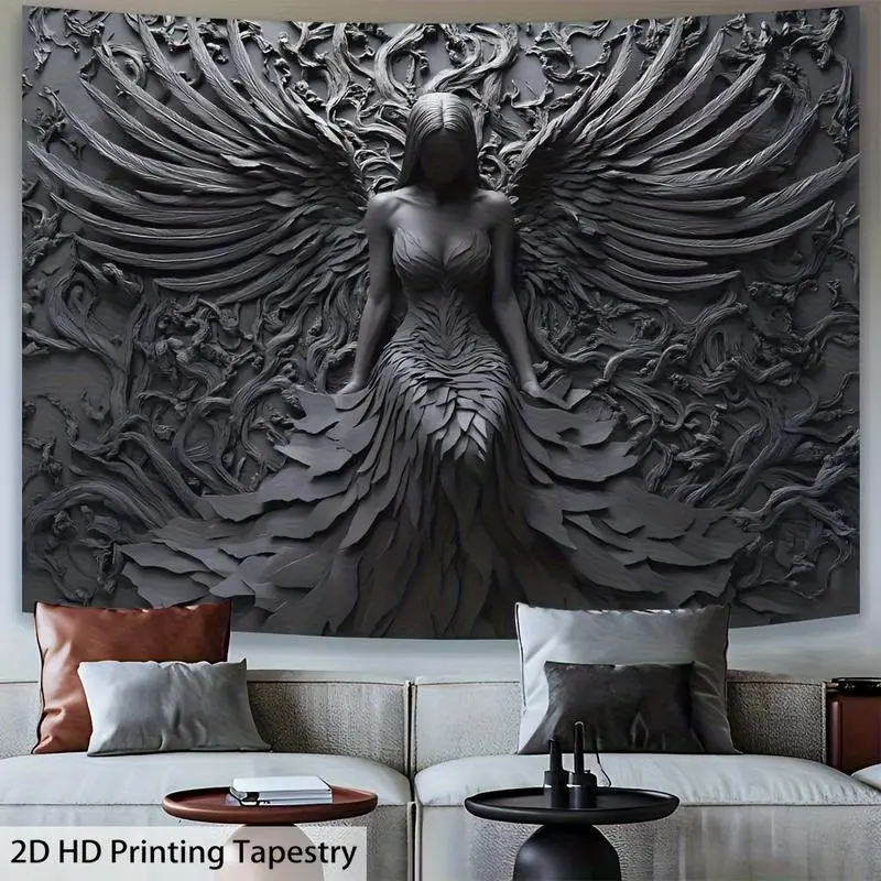 Gothic Dark Cage Embossed Tapestry - 1 Flat Printing Shadow Queen Polyester Wall Art, Indoors Decor for Living Room-Bedroom, Elegant Hanging for Creative Gift