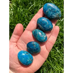 Blue Apatite Tumbled Stone - Polished Apatite Crystal Pebble - Throat Chakra Crystal