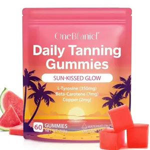 Tanning Gummies, Daily Tanning Gummies with Astaxanthin, Lycopene & Beta Carotene for Skin Health & Glow, Vegan, Non-GMO, Watermelon Flavor, 60 Count