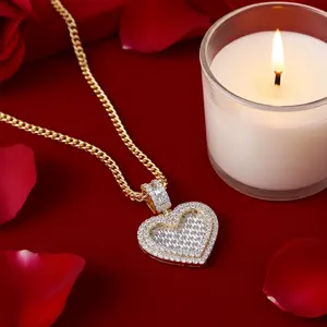 Diamondcelebritees 7.50ct VVS D Clr Moissanite 925 Yellow Silver Baguette Heart Pendant for Women's