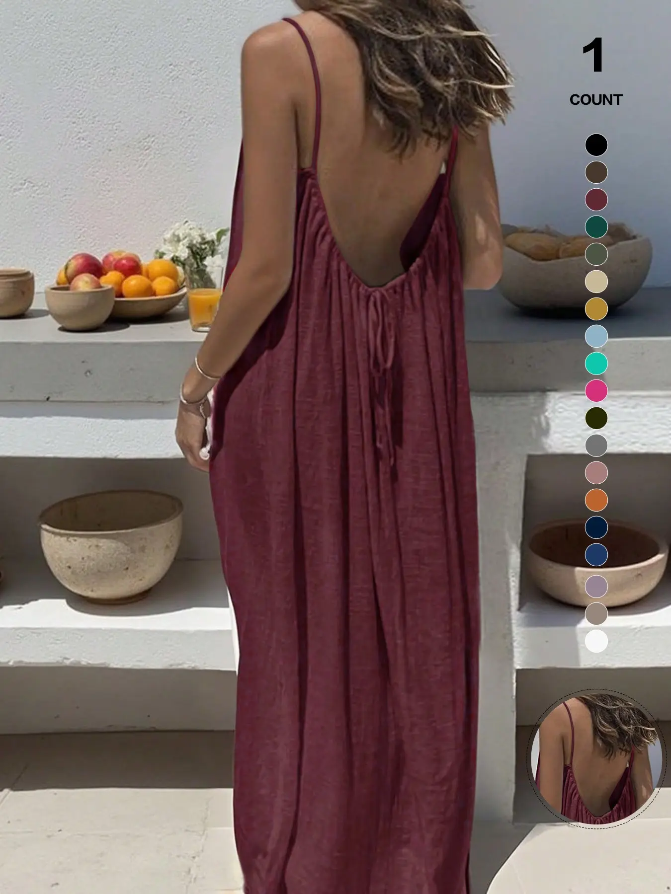 2026 Women's Plain Backless Long Dress Sleepwear, Elegant Sleeveless Loose-Fitting Home Clothes, All Seasons Casual Wear, Womenswear 2026 Women's Plain Backless Long Dress Sleepwear, Elegant Sleeveless Loose-Fitting Home Clothes, All Seasons Casual Wear, Womenswear