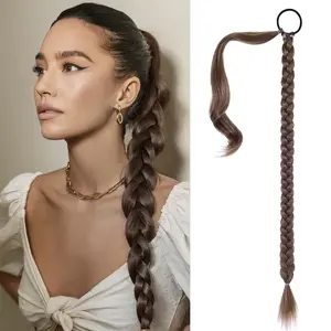 ReeCho Ponytail for Braiding DIY Long Straight Synthetic Pre-sectioned for Easy Styling and Endless Looks with Wrap Around Hair Natural Hair Pieces for Women