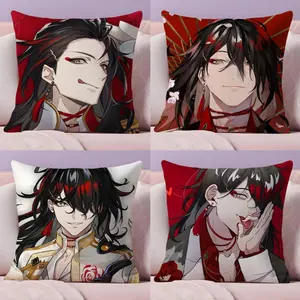 Vtuber V-Vox Akuma Cushion Cover Soft Short Plush Fabric Double-Sided Print Organic Breathable Sofa Pillow Case, Home Machine Washable in Perfect for Home Decor Warm Winter Home Child Gift
